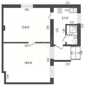 2-к квартира, вторичка, 32м2, 1/2 этаж