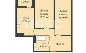 2-к квартира, вторичка, 56м2, 13/21 этаж