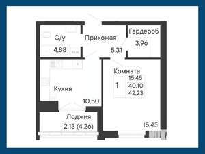 1-к квартира, вторичка, 42м2, 1/8 этаж
