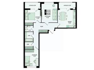 3-к квартира, вторичка, 80м2, 2/20 этаж