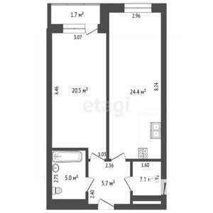 2-к квартира, вторичка, 60м2, 9/23 этаж