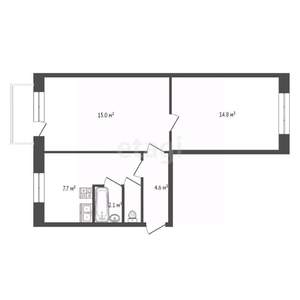 2-к квартира, вторичка, 50м2, 9/9 этаж