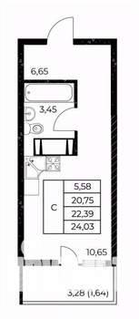 Студия квартира, вторичка, 24м2, 14/25 этаж