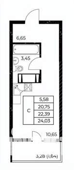 Студия квартира, вторичка, 24м2, 8/25 этаж