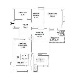 3-к квартира, вторичка, 94м2, 13/24 этаж