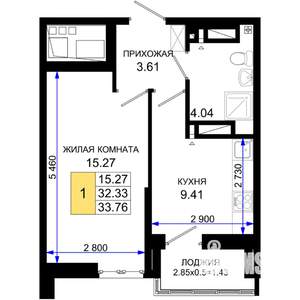1-к квартира, вторичка, 34м2, 25/25 этаж