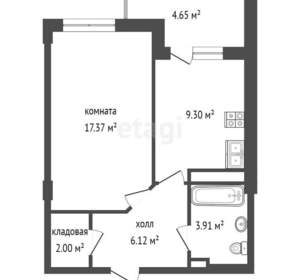 1-к квартира, вторичка, 39м2, 2/10 этаж