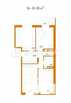 3-к квартира, вторичка, 80м2, 13/20 этаж