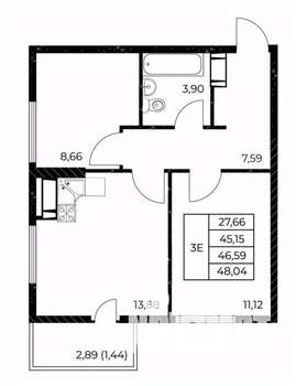 2-к квартира, вторичка, 48м2, 5/25 этаж