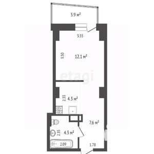 Студия квартира, вторичка, 28м2, 17/17 этаж