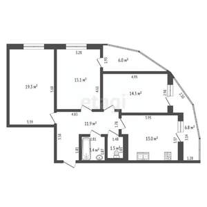 3-к квартира, вторичка, 85м2, 7/23 этаж