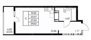 Студия квартира, вторичка, 30м2, 9/25 этаж