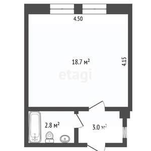 Студия квартира, вторичка, 19м2, 1/2 этаж