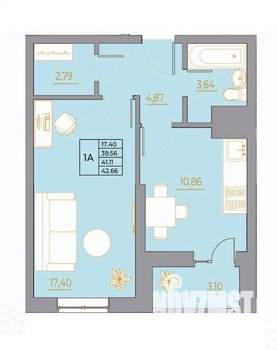 1-к квартира, вторичка, 43м2, 14/22 этаж