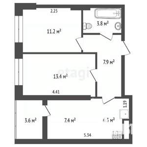 2-к квартира, вторичка, 52м2, 20/24 этаж