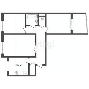 3-к квартира, вторичка, 66м2, 10/20 этаж