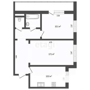 2-к квартира, вторичка, 60м2, 2/10 этаж