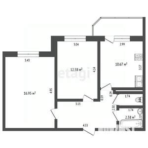 2-к квартира, вторичка, 56м2, 4/20 этаж