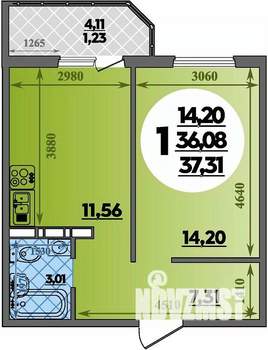 1-к квартира, вторичка, 37м2, 13/17 этаж