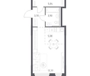 Студия квартира, вторичка, 35м2, 8/17 этаж