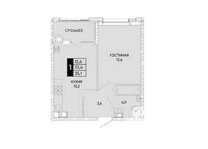 1-к квартира, вторичка, 34м2, 6/18 этаж