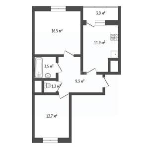 2-к квартира, вторичка, 55м2, 14/19 этаж