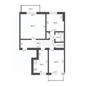 3-к квартира, вторичка, 63м2, 4/9 этаж