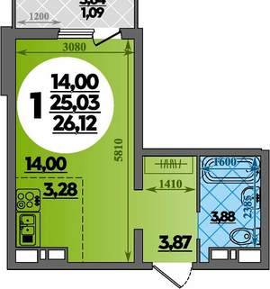 Студия квартира, вторичка, 26м2, 18/18 этаж