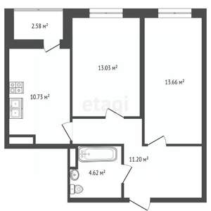 2-к квартира, вторичка, 56м2, 3/21 этаж