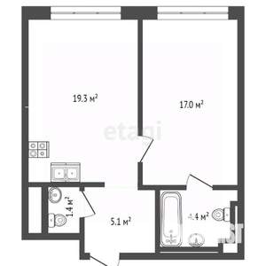 1-к квартира, вторичка, 47м2, 19/25 этаж