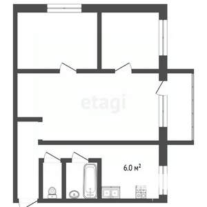 3-к квартира, вторичка, 47м2, 2/5 этаж