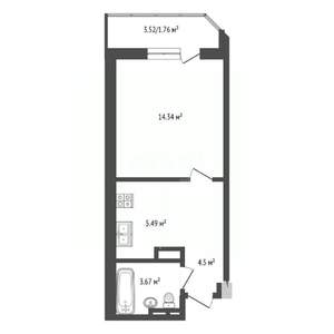 Студия квартира, вторичка, 30м2, 8/24 этаж