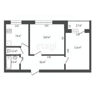 2-к квартира, вторичка, 50м2, 3/9 этаж