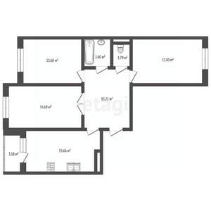 3-к квартира, вторичка, 79м2, 14/22 этаж