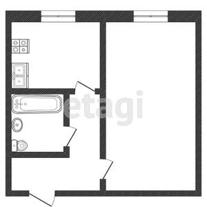 1-к квартира, вторичка, 30м2, 1/2 этаж