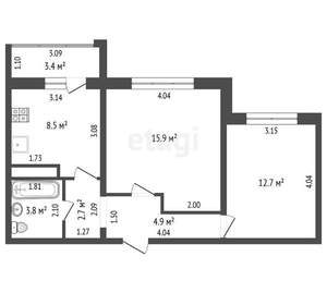 2-к квартира, вторичка, 52м2, 3/17 этаж
