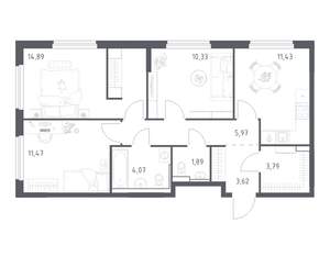 3-к квартира, вторичка, 67м2, 14/17 этаж