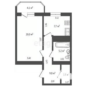 1-к квартира, вторичка, 47м2, 8/18 этаж