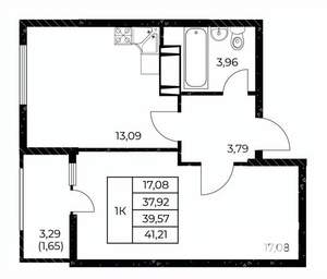 1-к квартира, вторичка, 41м2, 15/25 этаж