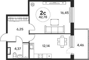 1-к квартира, вторичка, 44м2, 10/20 этаж