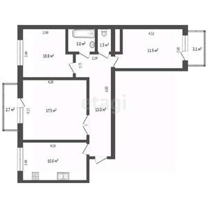 3-к квартира, вторичка, 67м2, 2/9 этаж