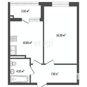 1-к квартира, сданный дом, 41м2, 15/19 этаж