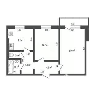 2-к квартира, вторичка, 48м2, 6/9 этаж