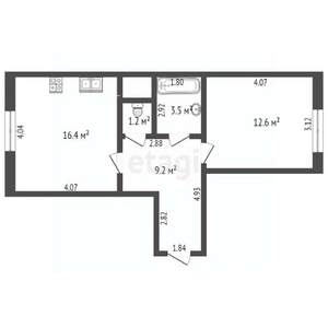 1-к квартира, вторичка, 43м2, 1/19 этаж