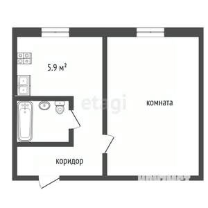 1-к квартира, вторичка, 30м2, 1/5 этаж
