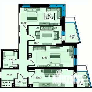 3-к квартира, вторичка, 77м2, 24/25 этаж