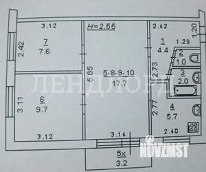 3-к квартира, вторичка, 49м2, 5/5 этаж