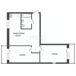 2-к квартира, вторичка, 60м2, 7/9 этаж