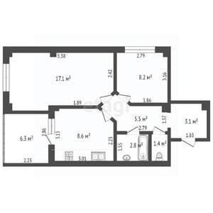 2-к квартира, вторичка, 56м2, 19/28 этаж