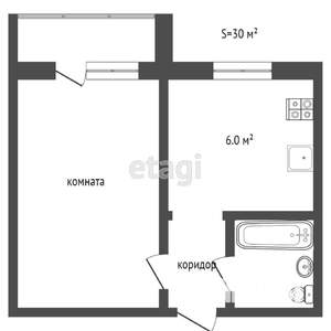 1-к квартира, вторичка, 22м2, 5/9 этаж